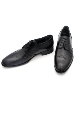 Siyah Hakik Deri Bağcıklı Klasik Erkek Ayakkabı - 4