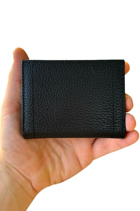 Siyah Hakiki Deri Dikey Model Unisex Kredi Kartlık - SD3023 - 2