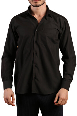 Siyah Rahat Kesim Cepli Uzun Kol Regular Fit Erkek Gömlek - 150-20 