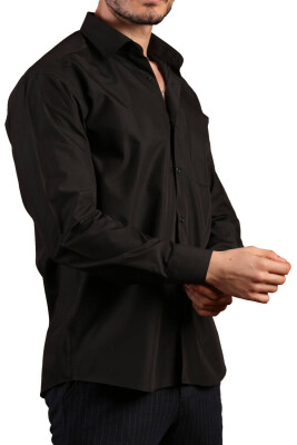 Siyah Rahat Kesim Cepli Uzun Kol Regular Fit Erkek Gömlek - 150-20 - 3
