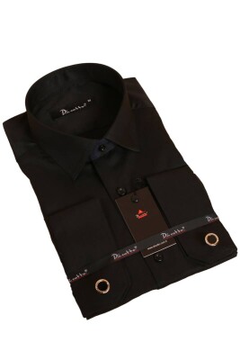 Siyah Rahat Kesim Micro Kumaş Kol Düğmeli Regular Fit Erkek Gömlek - 190-6 
