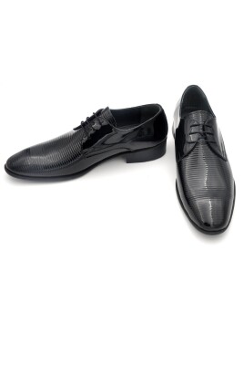 Siyah Rugan Hakik Deri Bağcıklı Klasik Erkek Ayakkabı - 4