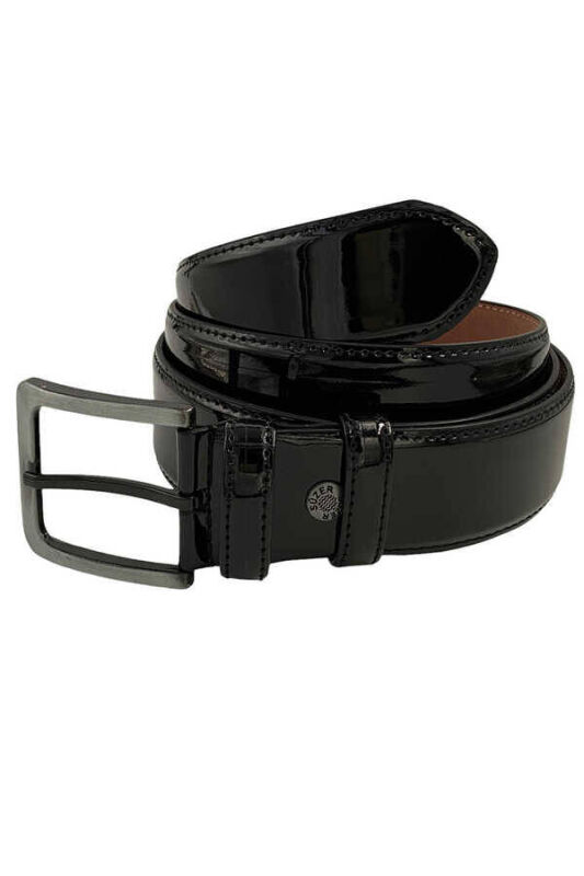 Siyah Rugan Suni Deri Dikişli 4 cm.lik Klasik Kemer - 7400-90-22Y - 3
