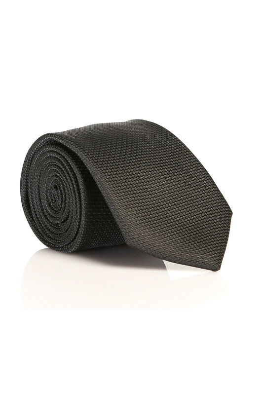 Siyah Slim Fit Düz Renk Dokuma Kravat / DDK-08 - 1