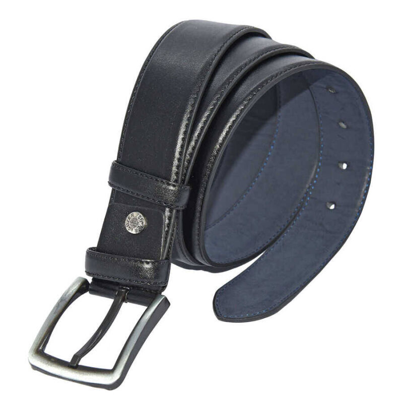 Siyah Suni Deri Dikişli Model 4 cm.lik Klasik Kemer - 7400-Düz - 2