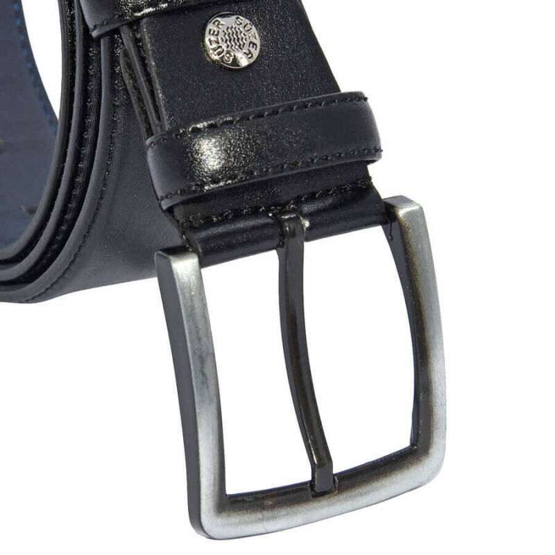 Siyah Suni Deri Dikişli Model 4 cm.lik Klasik Kemer - 7400-Düz - 3