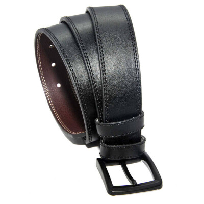 Siyah Suni Deri Çift Dikişli Model 4 cm.lik Spor Kemer - 7000-11-22K - 2