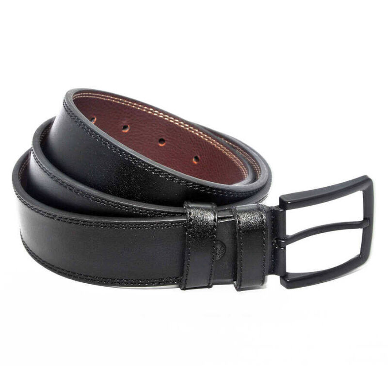 Siyah Suni Deri Çift Dikişli Model 4 cm.lik Spor Kemer - 7000-11-22K - 3