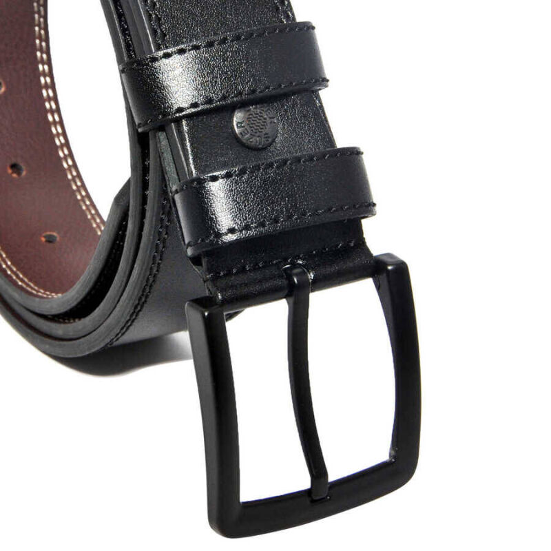 Siyah Suni Deri Çift Dikişli Model 4 cm.lik Spor Kemer - 7000-11-22K - 4