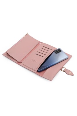 Soft Suni Deri Cep Telefon Cepli Trend Kadın Cüzdanı - PRS-Yağmur-Pudra - 3