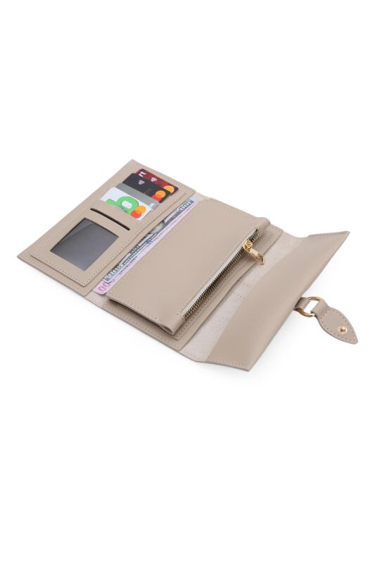 Soft Suni Deri Cep Telefon Cepli Trend Kadın Cüzdanı - PRS-Yağmur-Vizon - 4
