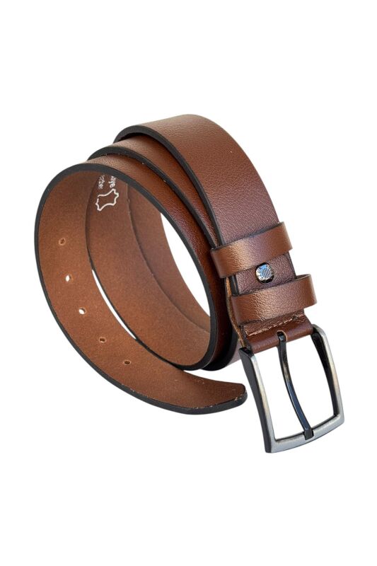 Taba Büyük Beden Hakiki Deri 4 cm. Tokalı Düz Model Erkek Kemer - 411-Battal - 1