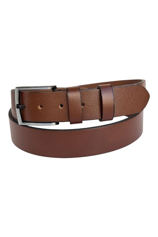 Taba Büyük Beden Hakiki Deri 4 cm. Tokalı Düz Model Erkek Kemer - 411-Battal - 2