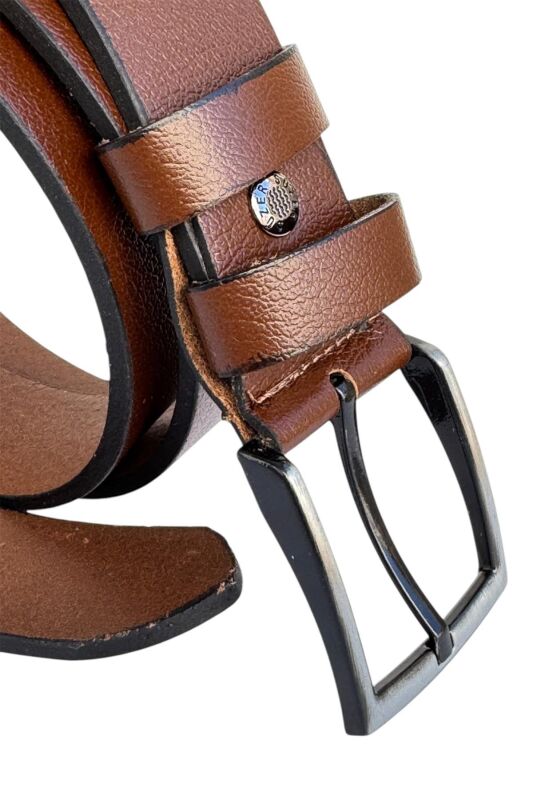 Taba Büyük Beden Hakiki Deri 4 cm. Tokalı Düz Model Erkek Kemer - 411-Battal - 5
