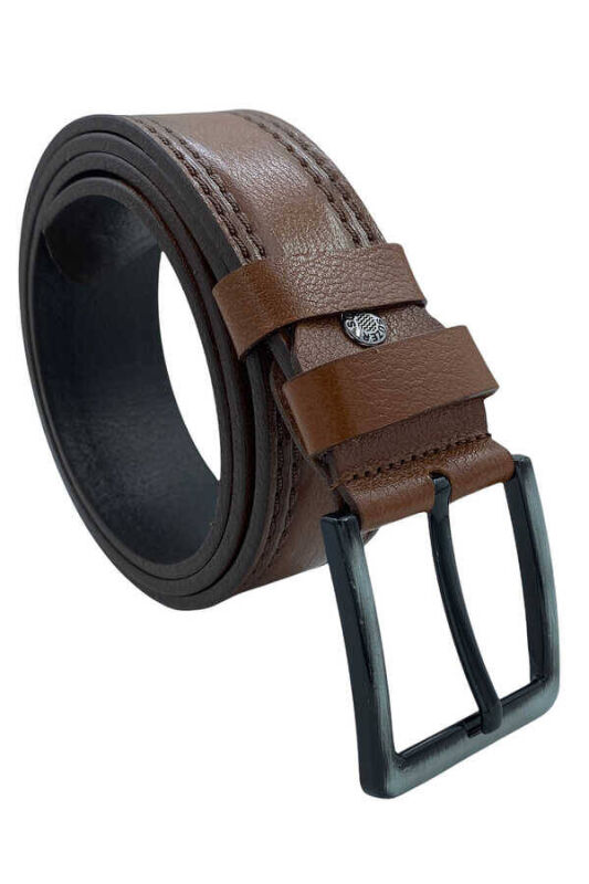 Taba Hakiki Deri Desenli 4.5 cm.lik Spor Kot Kemer (Tek Katmanlı Manda Derisi) - 508-28 - 4