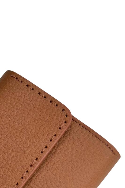 Taba Hakiki Deri Spor Dikiş Detaylı Gizli Mıknatıslı Kadın Portföy Cüzdan - 7