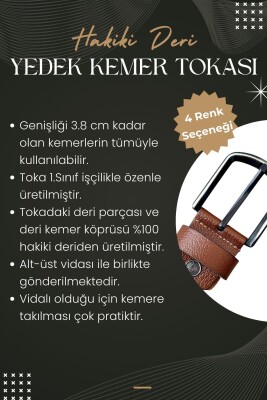 Taba Yedek Kemer Tokası Hakiki Deri Vidalı - 7