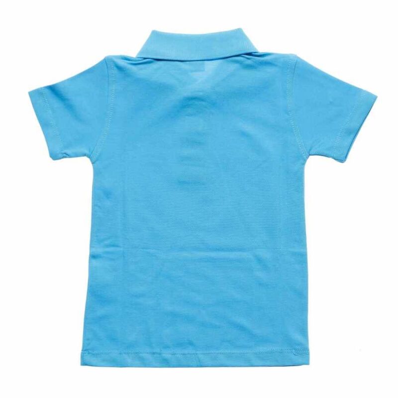 Turkuaz Kısa Kol Düz Yakalı 6-16 Yaş Çocuk Okul Lakos Tişört T-shirt - 80238-Turkuaz - 2