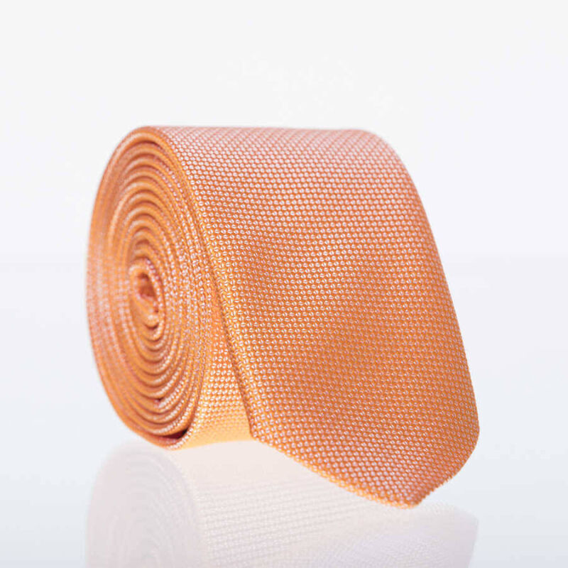 Turuncu Slim Fit Düz Renk Dokuma Kravat / DDK-54 - 1