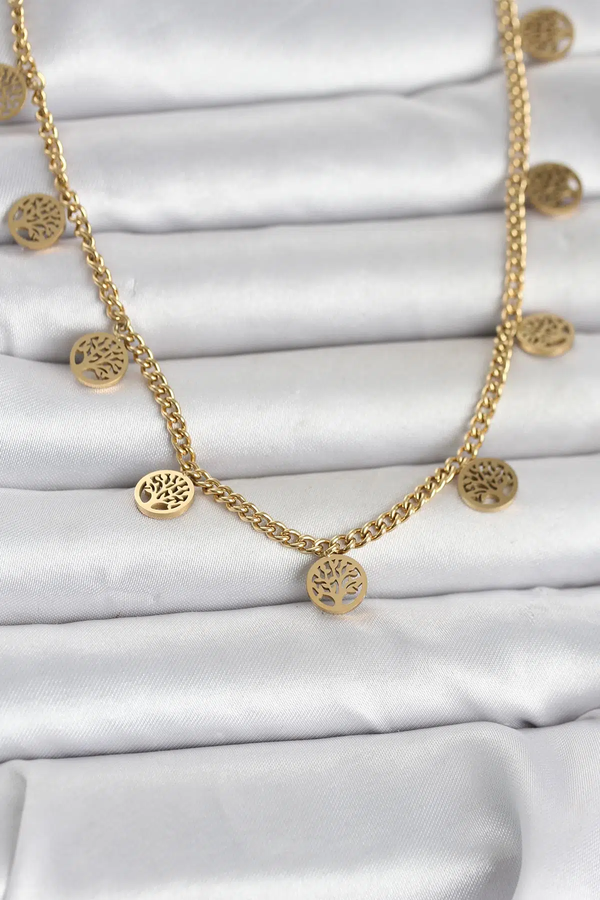 Gold Renk Yaşam Ağacı Model Kadın Kolye - EBJ260418W41919