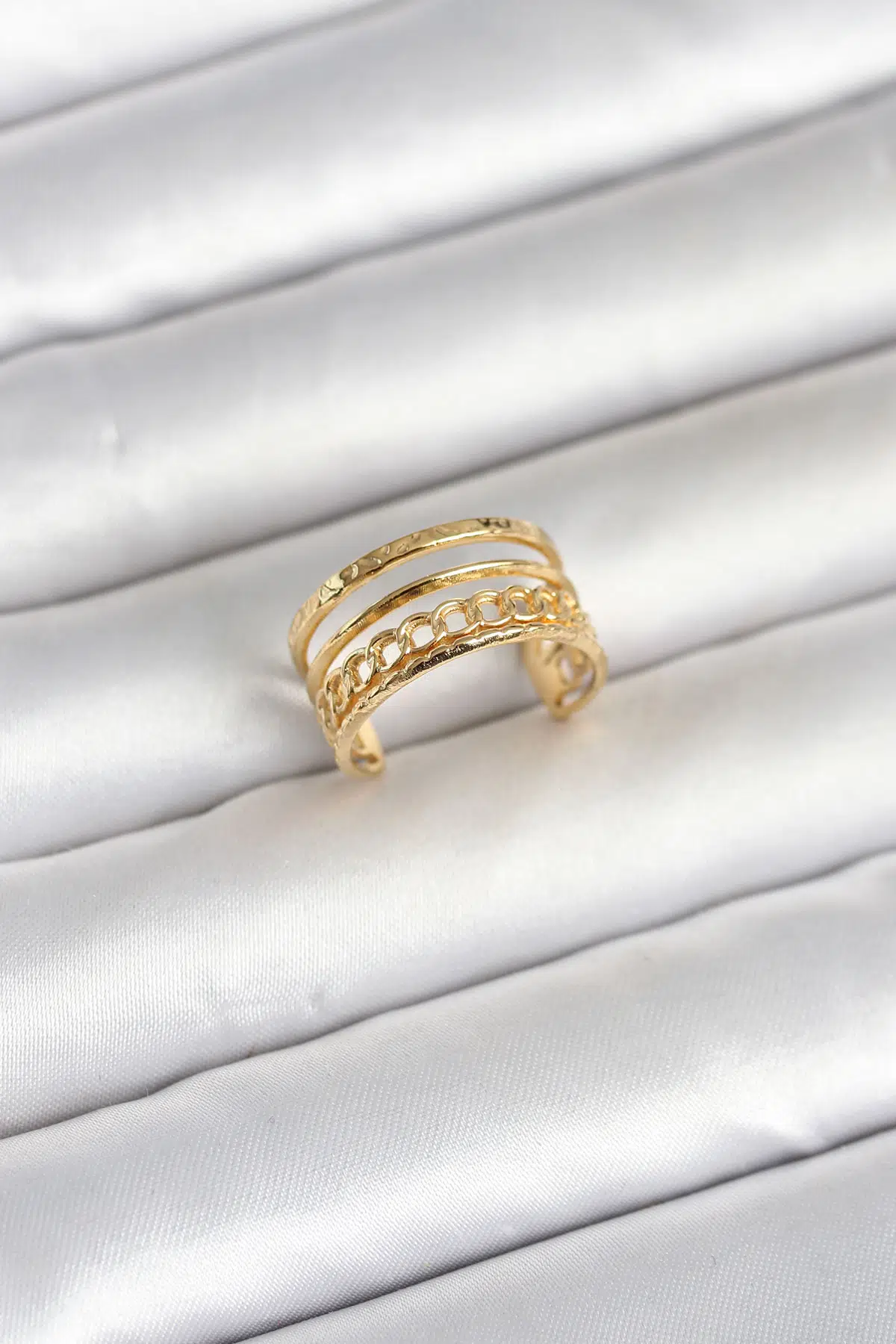 Gold Renk Zincirli Vintage Model Kadın Yüzük - EBJ260418W41945