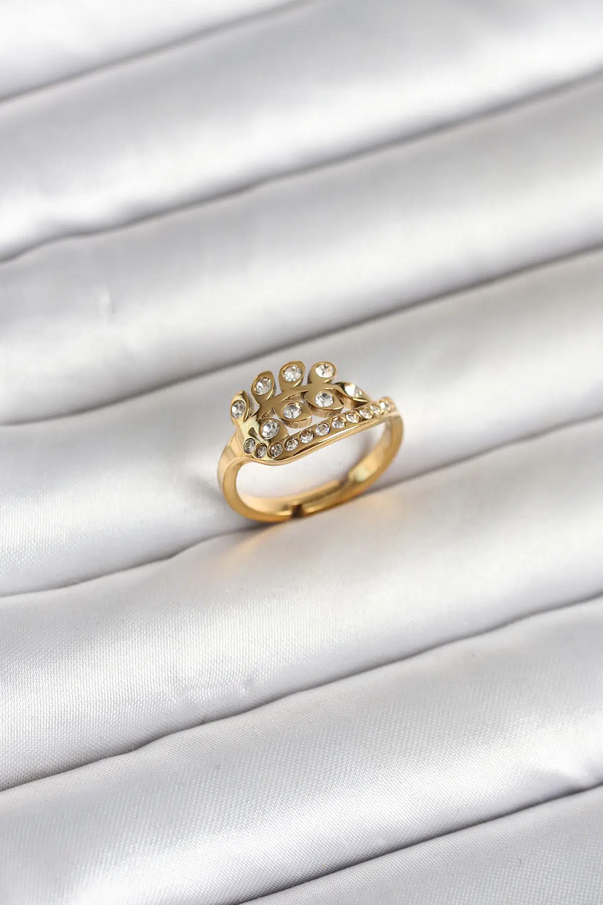 Gold Renk Zirkon Taşlı Kalp Model Kadın Yüzük - EBJ260418W41944