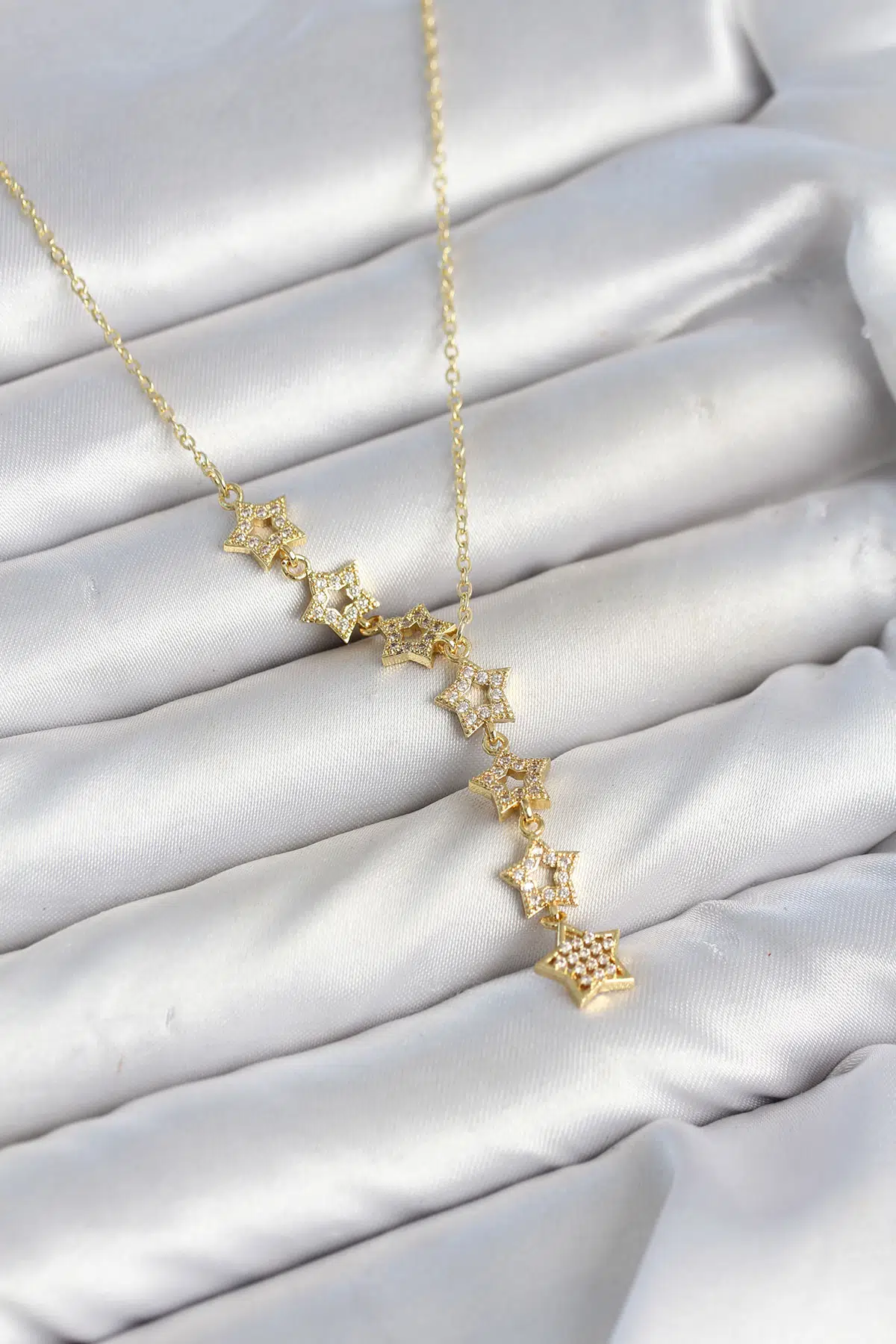 Yıldız Model Gold Renk Zirkon Taşlı Kadın Kolye - EBJ260725W44307