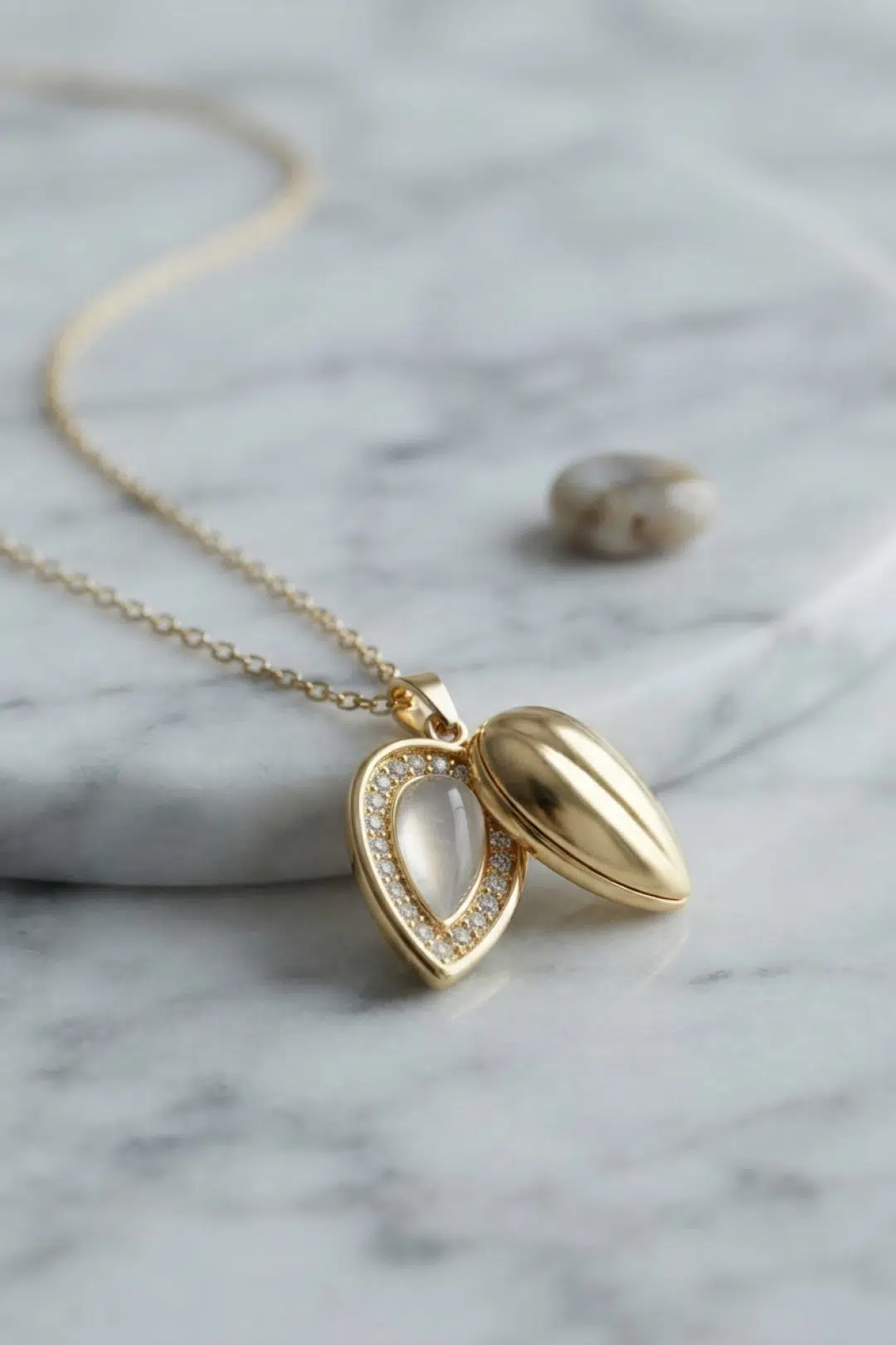 Çelik Zincir Gold Renk Damla Tomurcuk Model Kolye - EBJ260808W46149
