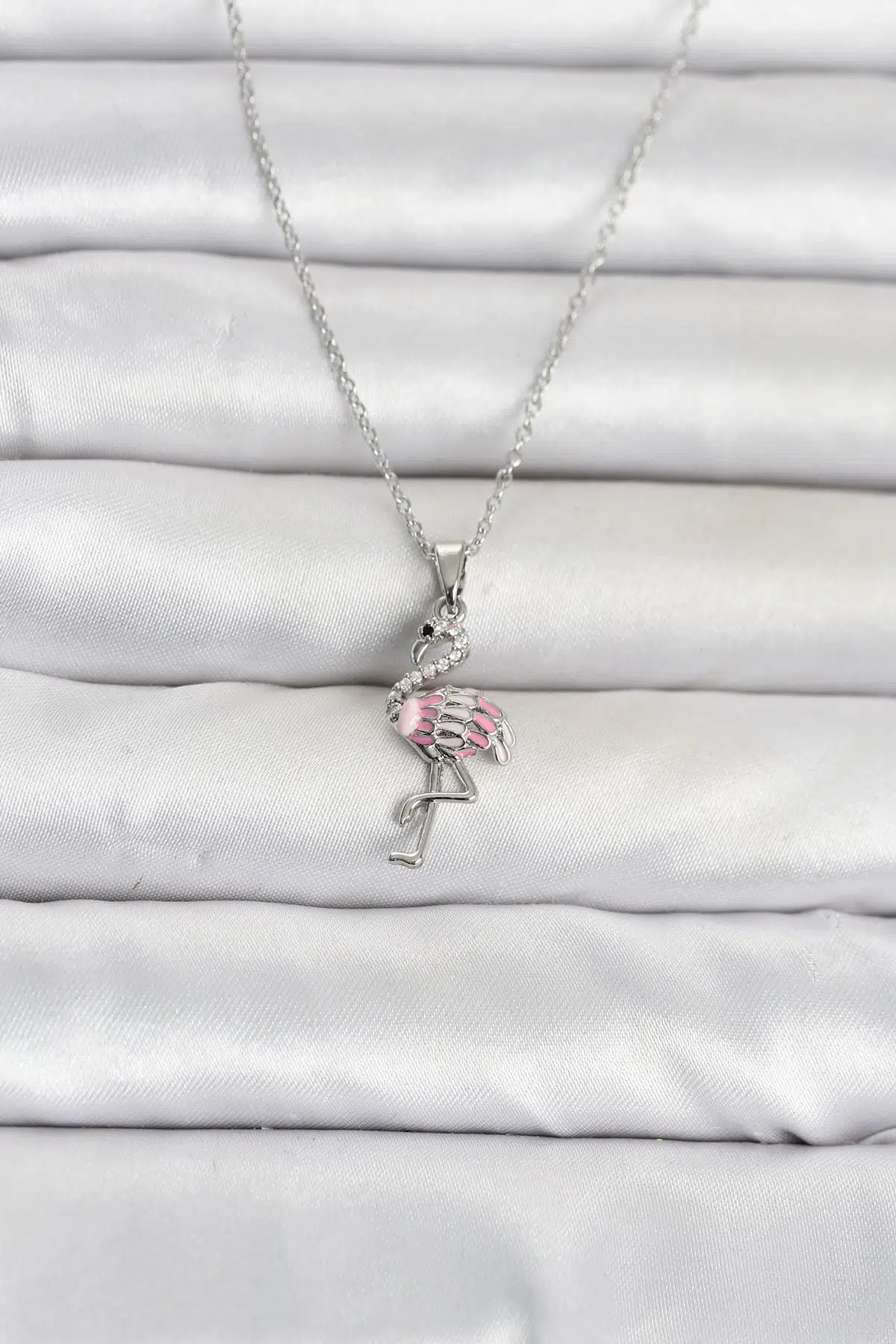 Zincir Gümüş Renk Flamingo Model Kadın Kolye - EBJ260612W43973