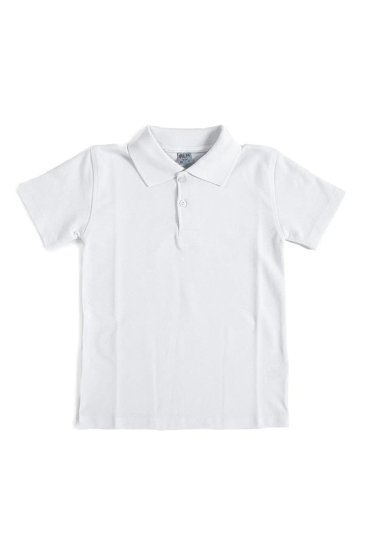 Beyaz Kısa Kol Düz Renk Yakalı 6-17 Yaş Çocuk Okul Lakos Tişört Polo Yaka T-shirt 