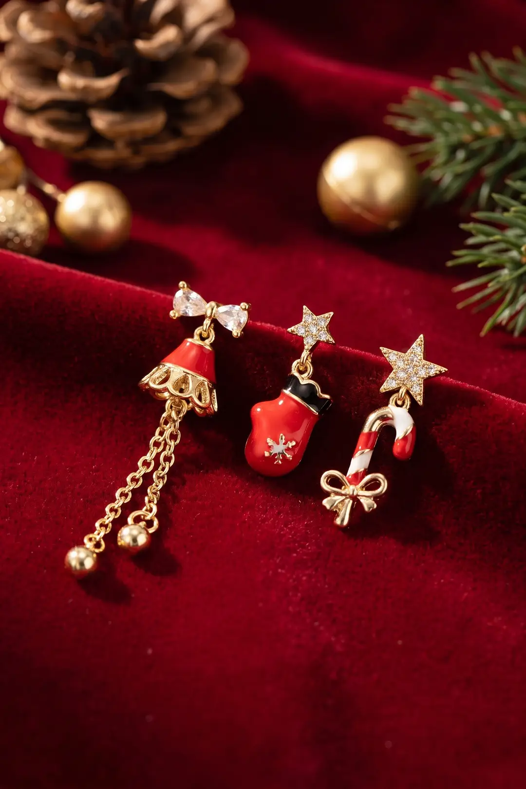 Christmas Koleksiyonu Zirkon Taşlı Yılbaşı Küpe - EBJ261010W47155