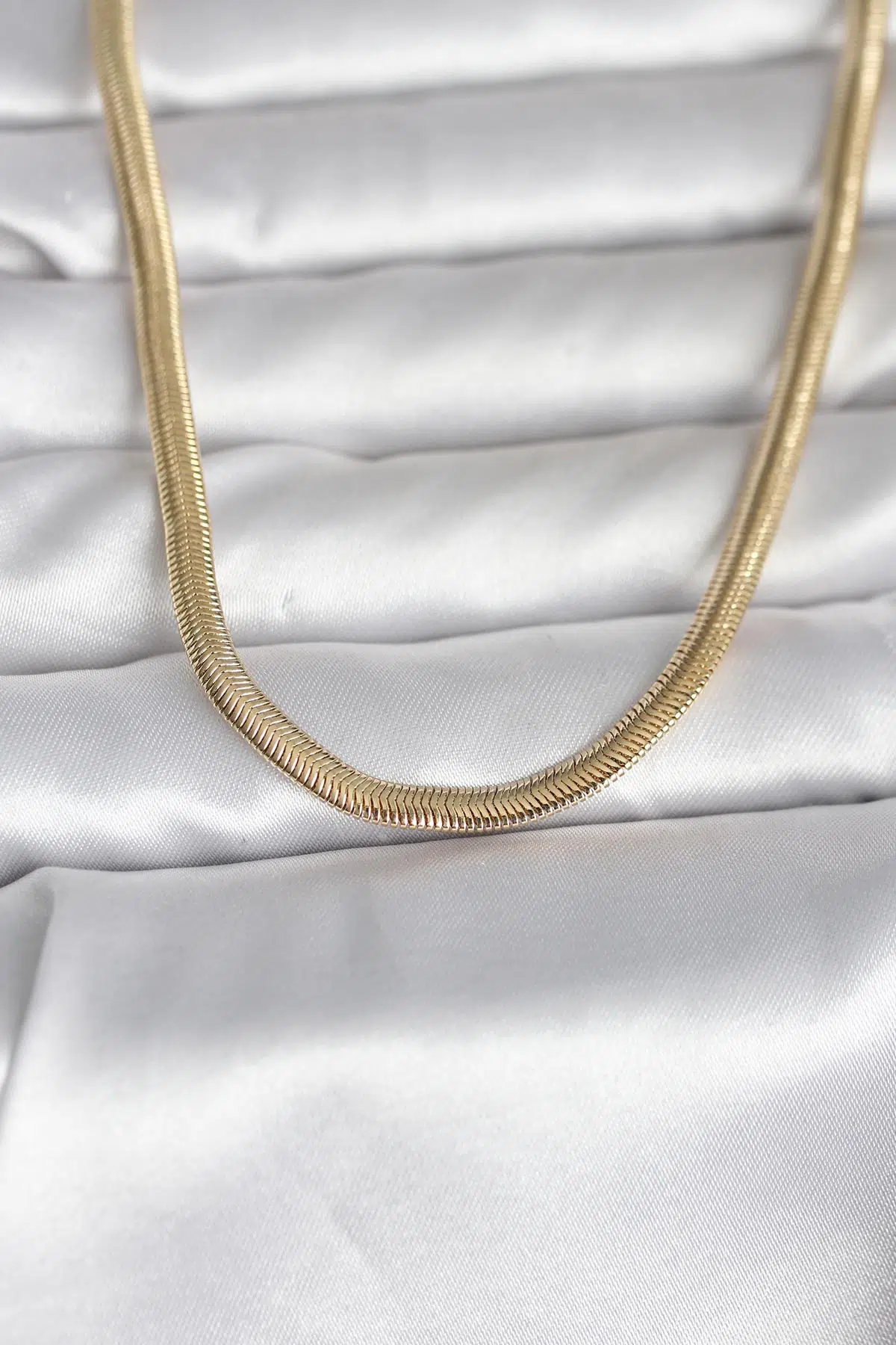 CM 14K Gold Renk Yassı Yılan Zincir Model 45 cm Kadın Kolye - EBJ260207W39471