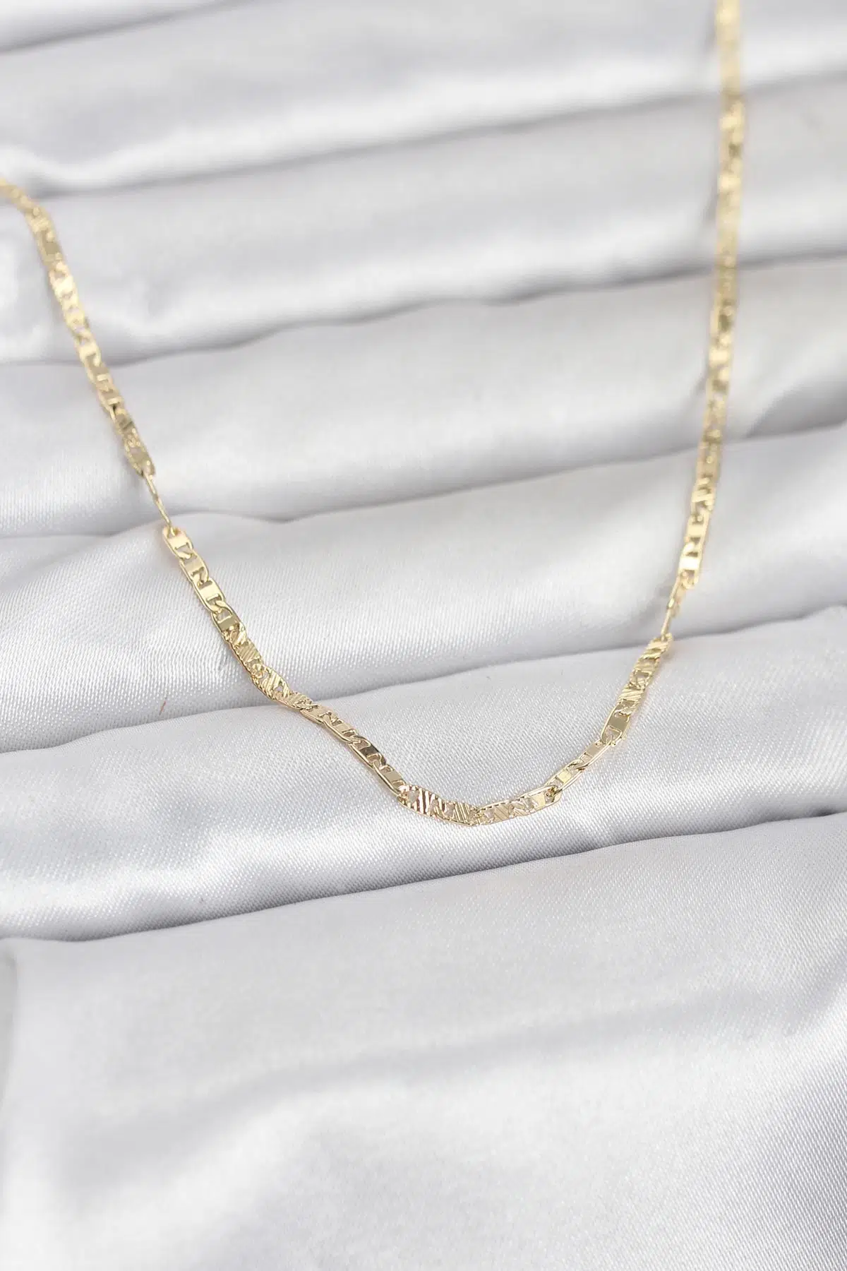 CM 14K Gold Renk Yassı Zincir Model 60 cm Kadın Kolye - EBJ260207W39412