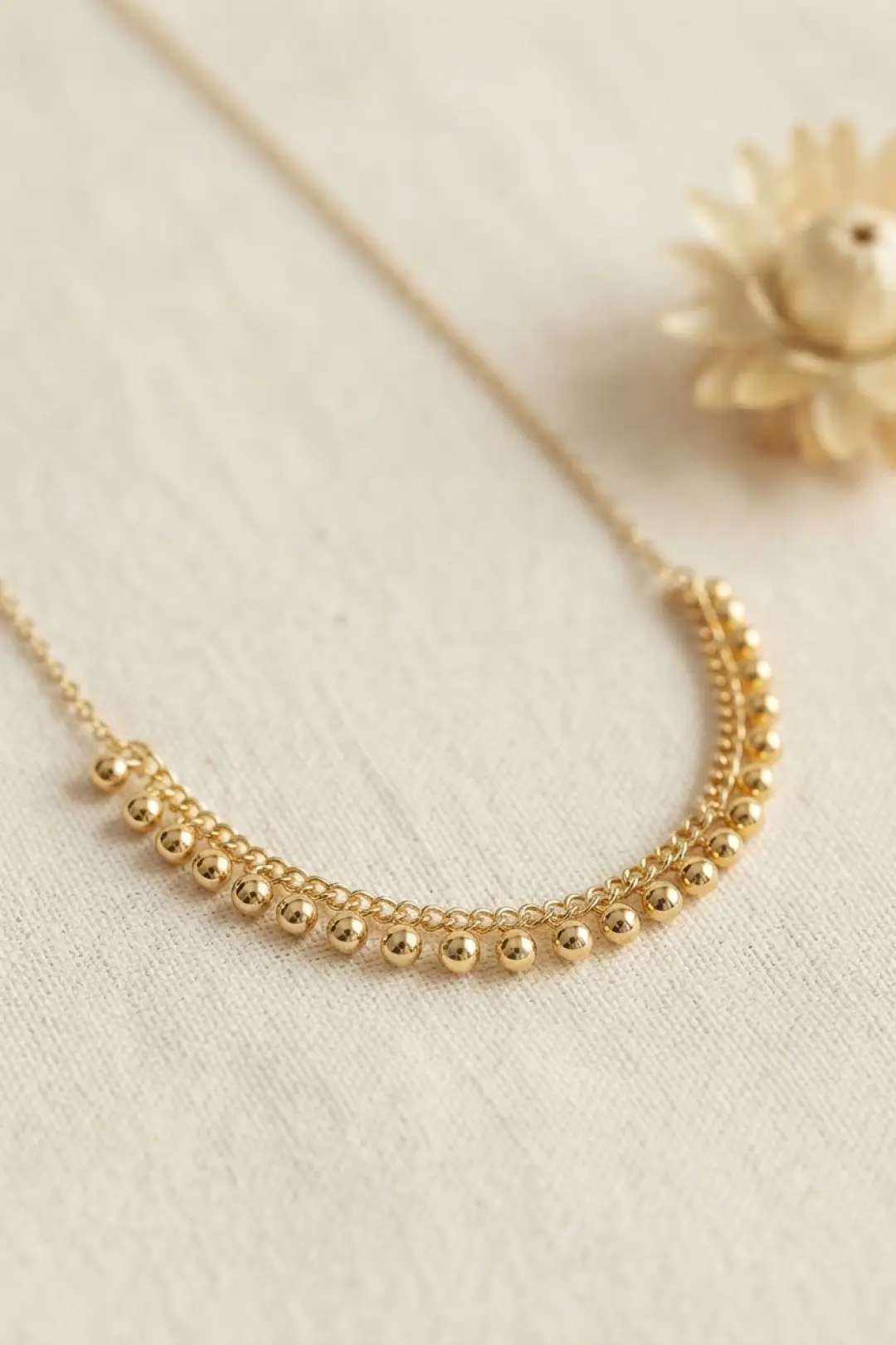 Gold Pirinç Topçuk Model Kadın Kolye - EBJ260926W47076