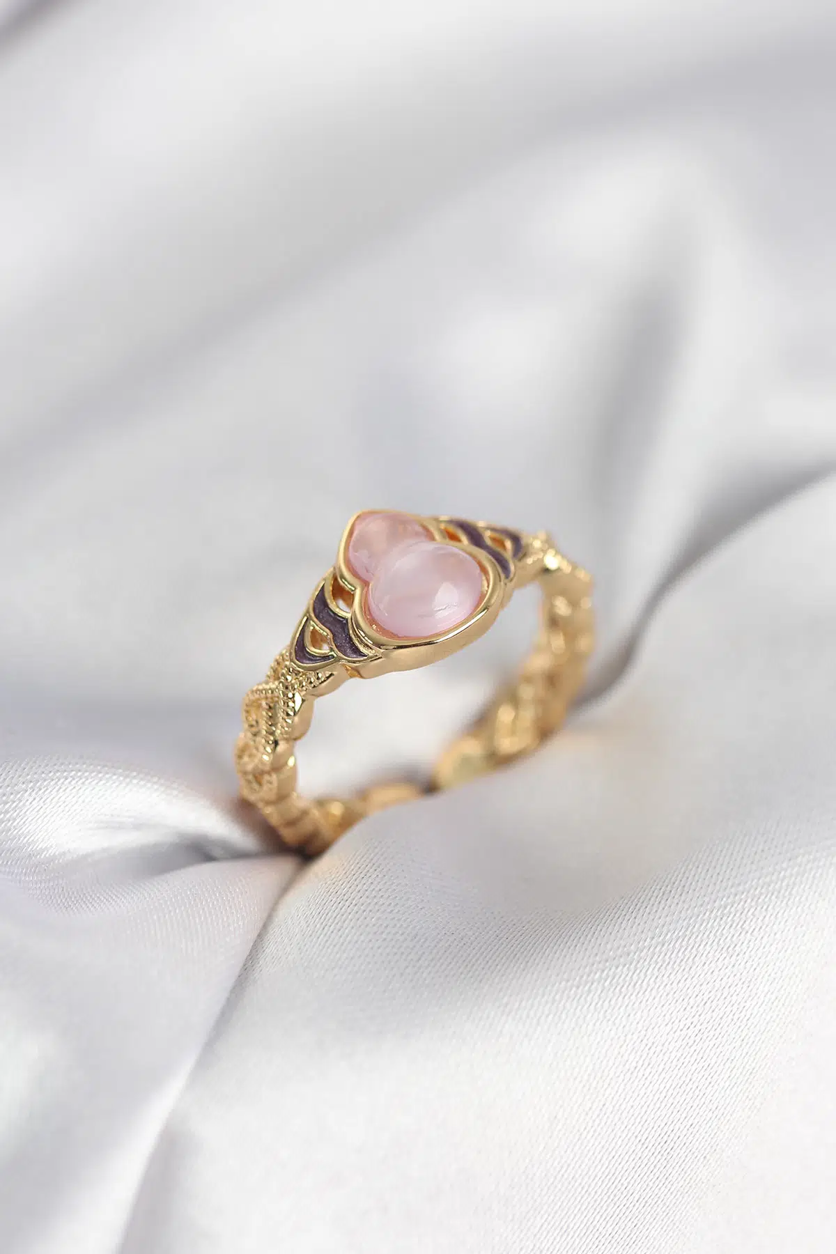 Gold Renk Pembe Damla Model Kadın Yüzük - EBJ260214W39593