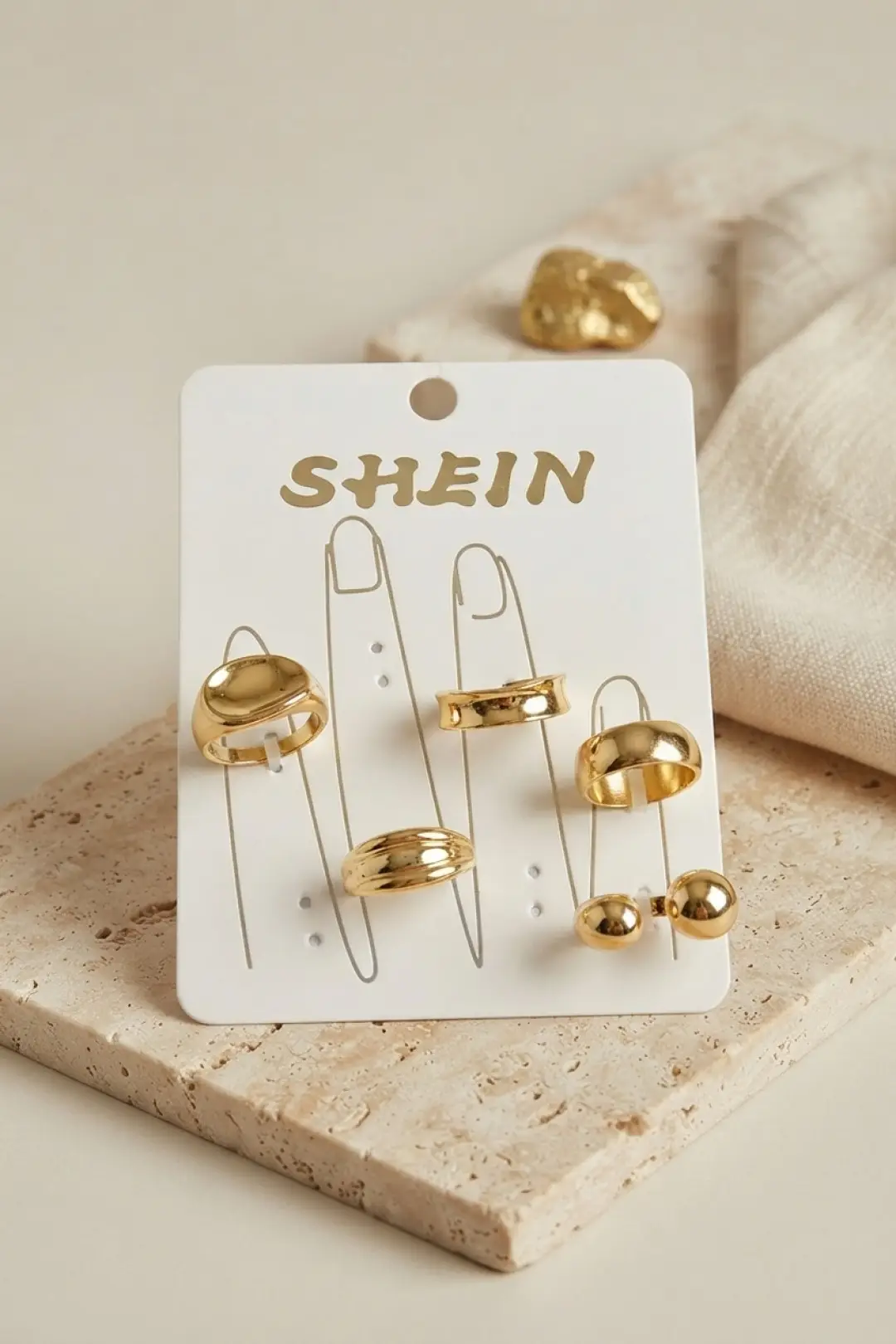 Gold Renk Pirinç Bohem Yüzük Kombini BYK4268 - EBJ260829W46410