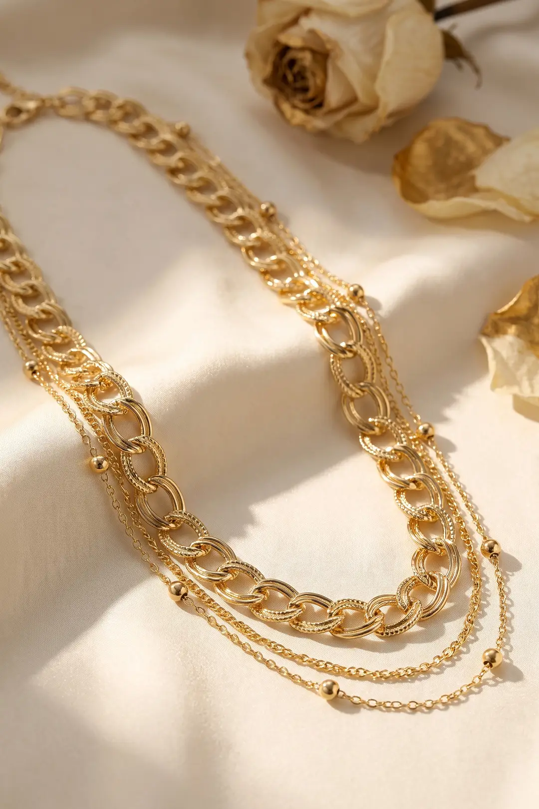 Gold Renk Pirinç Zincir Model Kombin Kadın Kolye - EBJ261010W47126