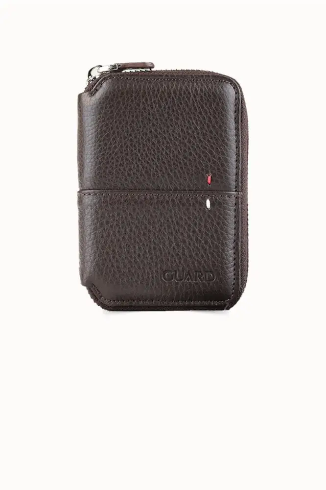 Guard Kahverengi Hakiki Deri Tam Fermuarlı Mini Boy Unisex Cüzdan // GRD261010WT1843
