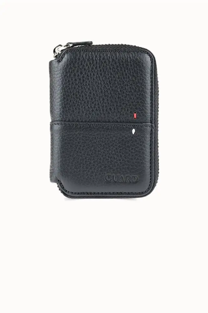 Guard Siyah Hakiki Deri Tam Fermuarlı Mini Boy Unisex Cüzdan // GRD261010WT1842