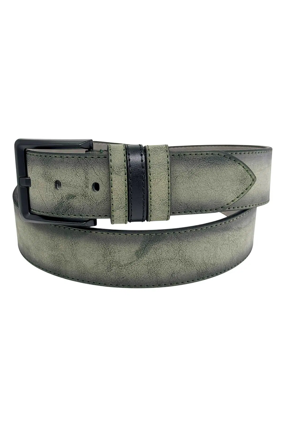 Haki Yeşil Süet Suni Deri Dikişli Model 4.5 cm.lik Unisex Spor Kemer - 4510-10