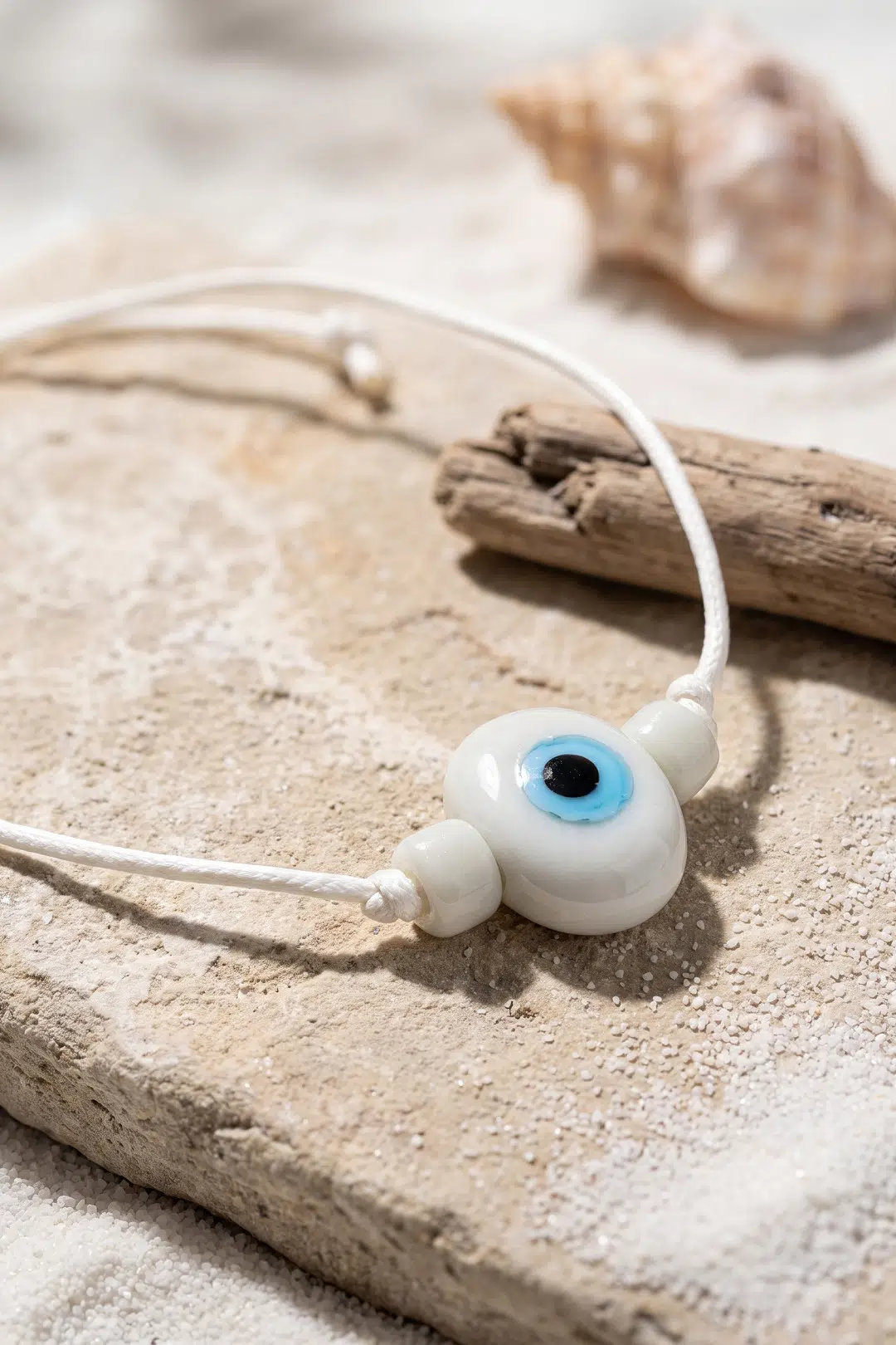 Handmade Bohem Beyaz Nazar Kolye - EBJ260822W46270