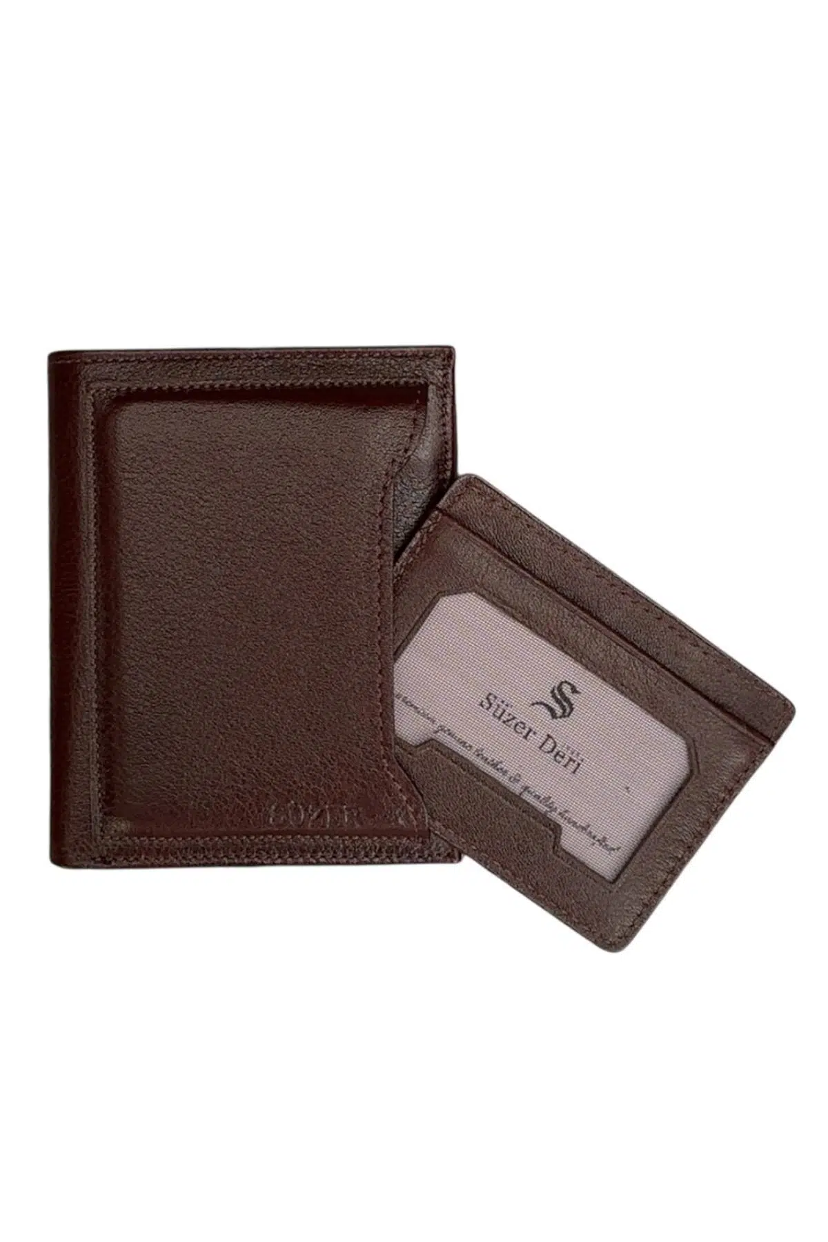 Kahverengi Hakiki Deri Çıkarılabilir Kartlıklı Dikey Model Spor Erkek Cüzdan - 3043-Kahve
