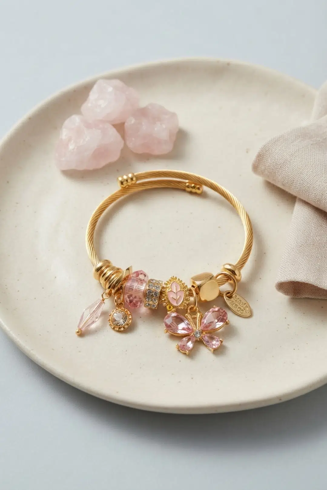 Pembe Kelebek Model Charmlı Bileklik - EBJ260725W44534