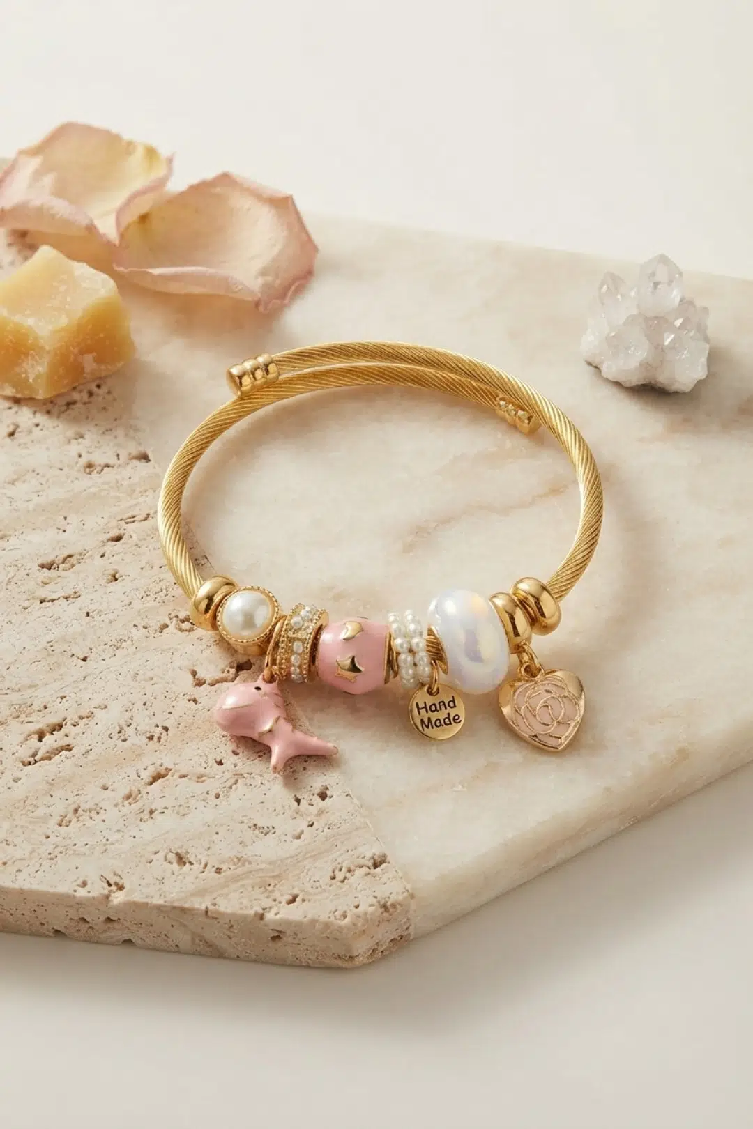 Trex ve Kalp Pembe Charmlı Bileklik - EBJ260725W44517