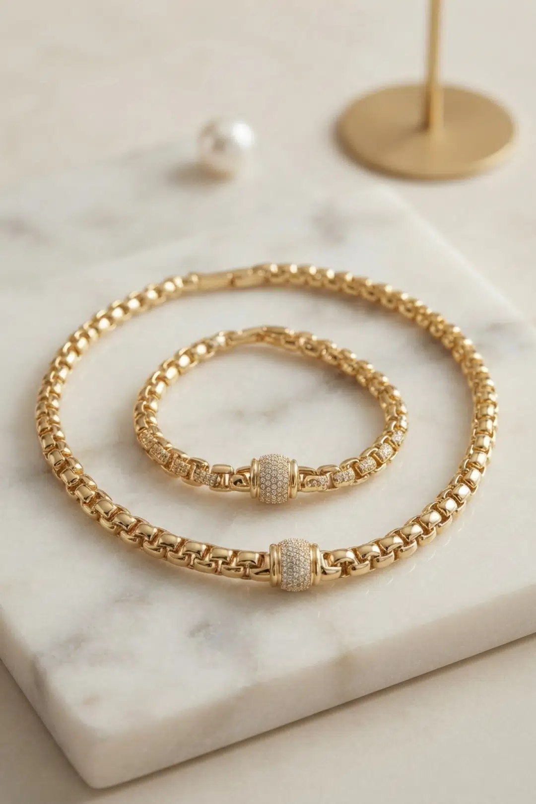 Xuping Singapur Zincir Model Kolye ve Bileklik Set - EBJ260822W46325