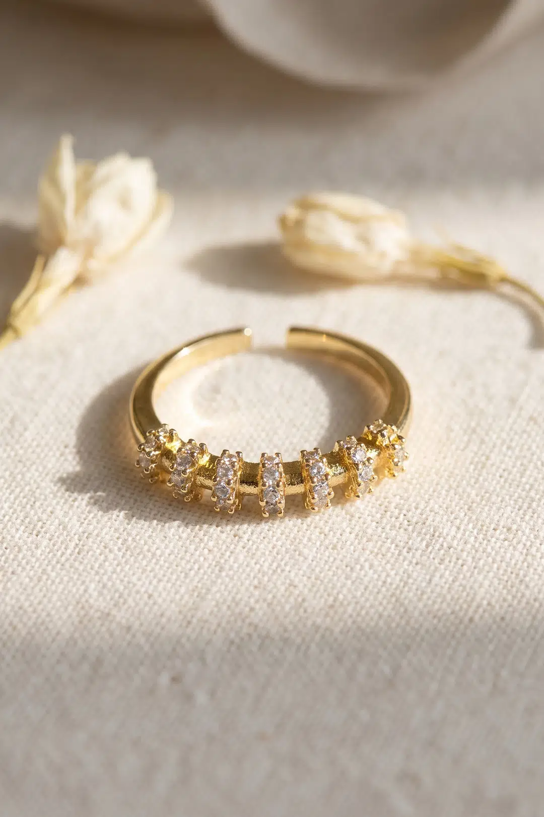 Zirkon Taşlı Gold Renk Vintage Kadın Yüzük - EBJ260822W46294