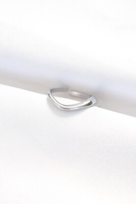 Yassı Silver Renk Ayarlanabilir Yüzük - EBJ240521W24318 - 1