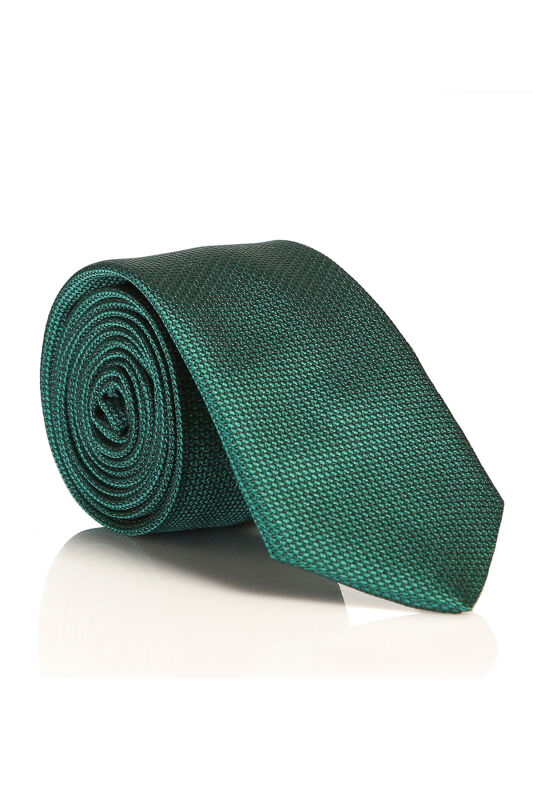 Zümrüt Yeşil Slim Fit Düz Renk Dokuma Kravat / DDK-28 - 1